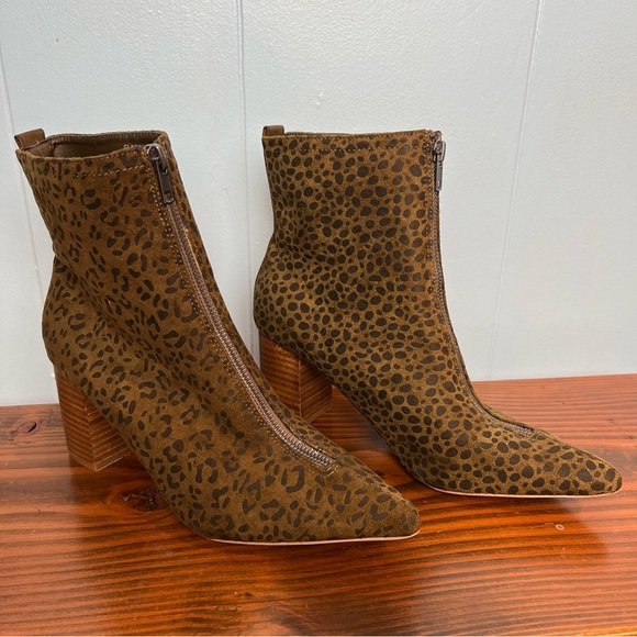 Coconuts by Matisse Clarissa Buckle Zipper Heeled Boots Leopard Size 8.5M Brown - Picture 2 of 10